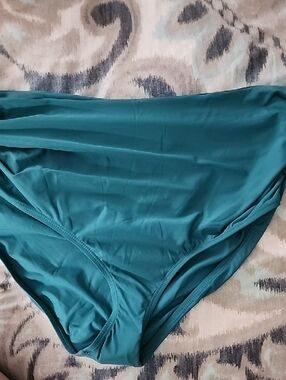 Anne Cole Ocean Green Swim Bottoms Bikini 2 Piece High Waist Flattering Belly